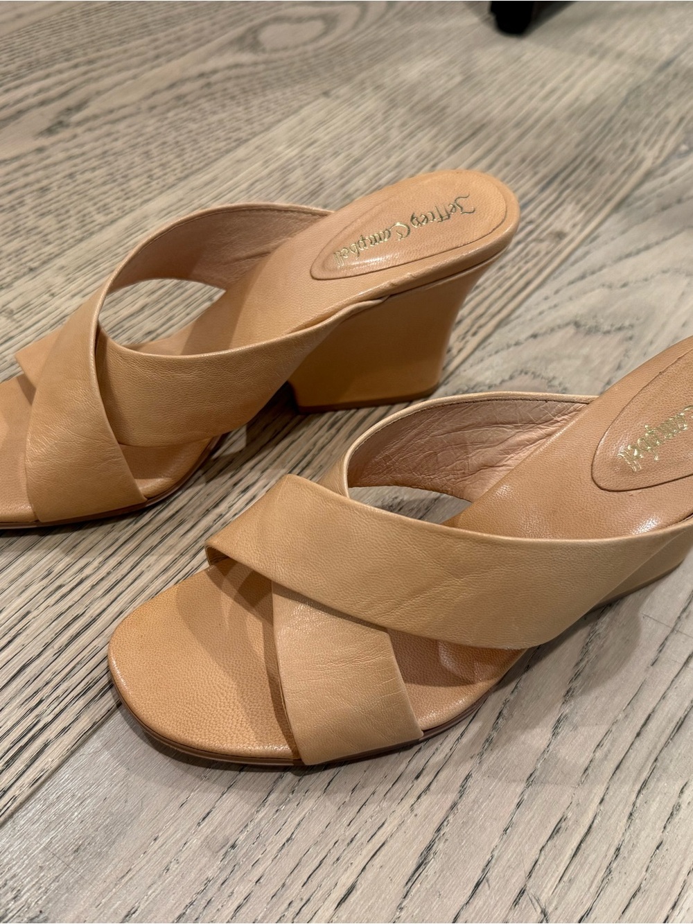 6.5 Jeffrey Campbell- Tetra Tan Crisscross Wedge Sandals
